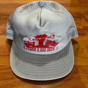 Super Rare Vtg Mad River Steam & Gas Show SnapBack Trucker Hat USA Made Gray